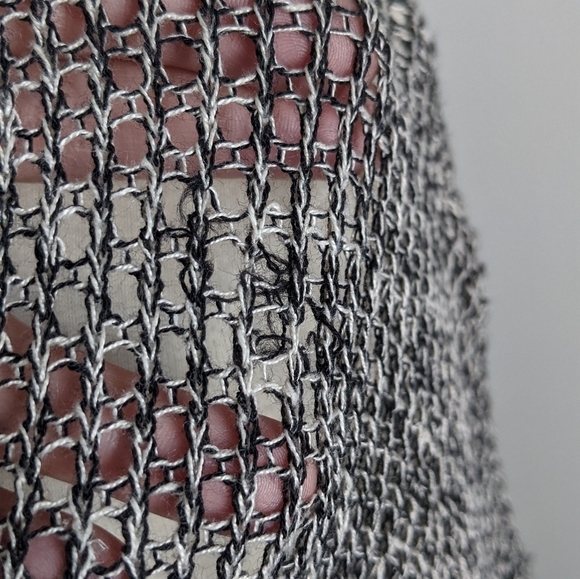 𝅺Eileen Fisher Black Open Weave Sweater M Slouchy Langenlook Layers Sheer - Picture 12 of 12